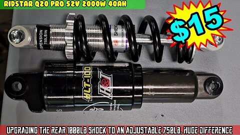 $15 Ridstar Q20 Pro upgrade. Replace rear 1000lb shock with adjustable 750lb, HUGE DIFFERENCE