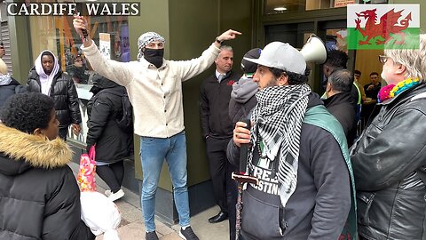 March Pro-Palestinian Protesters McDonalds Cardiff