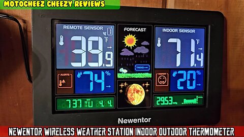 Newentor Weather Station Wireless Indoor Outdoor Thermometer, Color Display Atomic Clock w Calendar
