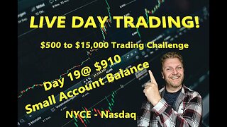 LIVE DAY TRADING | $500 Small Account Challenge Day 19 ($910) | S&P 500, NASDAQ, NYSE |