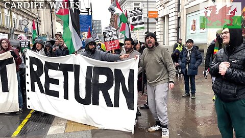 March Pro-Palestinian Protesters High Street, Cardiff