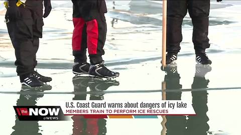 Coast Guard training on ice rescues; What to do if you fall into the icy lake