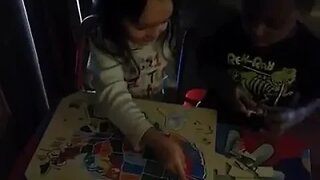 TJ and Tasha play with a State Puzzle 17