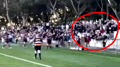 Moment Stadium Collapsed Sending Fans Face First into the Concrete below during a Rugby Match
