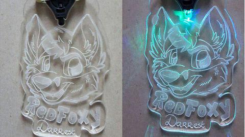 Laser and led: My new fursuit badge!