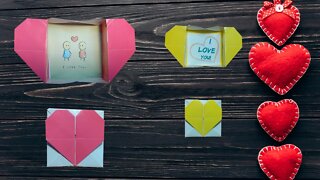 Origami: a heart-shaped box. Envelope with a heart / Love message