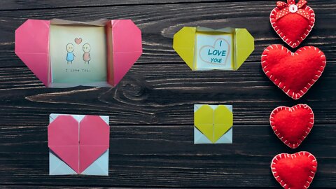 Origami: a heart-shaped box. Envelope with a heart / Love message