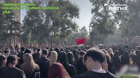 Chinese Student Waves CCP flag during Opening Ceremony at the University of Southern California