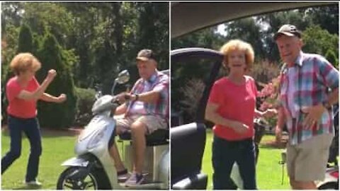 Coppia di nonni abbraccia la sfida del "Kiki Challenge"