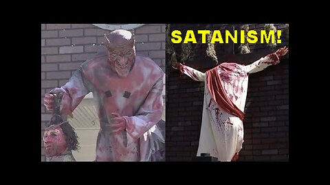 End Times! Satanist Put's Up Satan Decapltatlng Jesus In His Yard For Halloween!