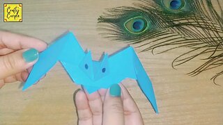 Easy Origami Bat🦇for Halloween|Halloween crafts@craftycouple1