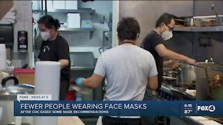 Fewer people wearing masks