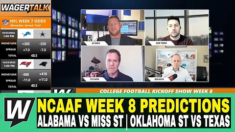 Happy Hour CFB Kickoff Show | NCAAF Week 8 Predictions | Alabama vs Miss St | Oklahoma St vs Texas