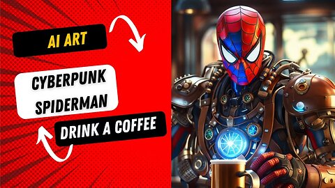 Cyberpunk Spiderman: Drink a Coffee - Ai Art
