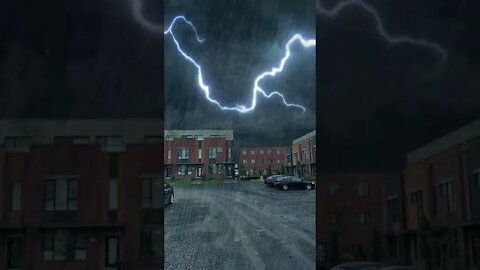 Mega tornado with lightning