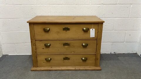 Waxed Antique Pine Chest Of 3 Drawers (Z3752B) @PinefindersCoUk
