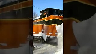Railroad Snowplow Blasting Snow Across Rural Crossing! #shorts #trains #trainvideo | Jason Asselin