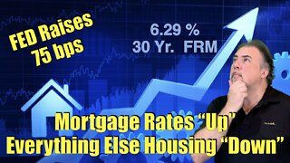 Housing Bubble 2.0 - Mortgage Rates Up - Everything Else Housing Down - The FED Raises Again: 75 bps
