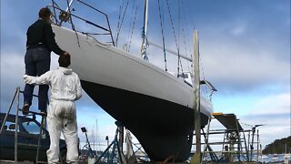 Painting our ENTIRE sailboat by HAND (Roll and Tip & why we did it) - Free Range Sailing Ep 163