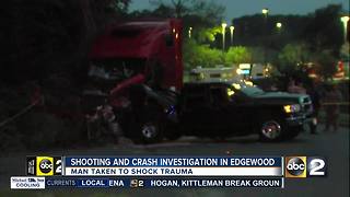 Shooting victim involved in car crash, taken to Shock Trauma