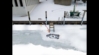 Snowmobiles on the Black river winter to spring transition.