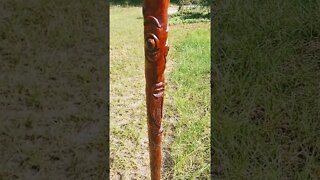 Red Cedar walking stick Carved by Poor dirt farmer