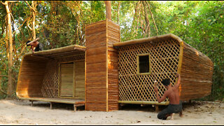 Building Two Story Bamboo Villa With Underground Living Room and Bed Room