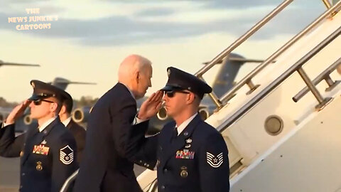 It's just a matter of time: Biden almost trips up the stairs as he departed South Carolina.
