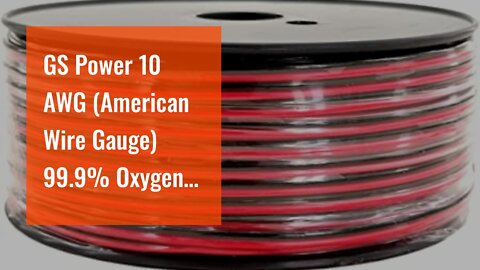 GS Power 10 AWG (American Wire Gauge) 99.9% Oxygen Free Copper OFC Wire. 25 FT Red & 25 FT Blac...