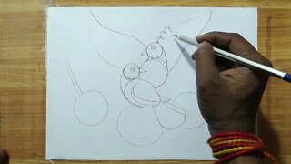 how to draw a pigeon and rose flowers with pencil sketch