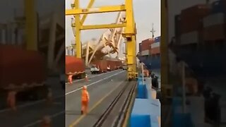 Ship Hits And Knocks Down Crane. #trending #shorts #merchantnavy #lifeatsea #merchantvessel #ship