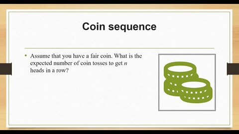 expected number of coin tosses to get n heads in a row