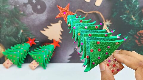 Wow! Easy and Cute Christmas Tree 🎄 Handmade Christmas Crafts 🎄 Glitter Foam Christmas Ornaments