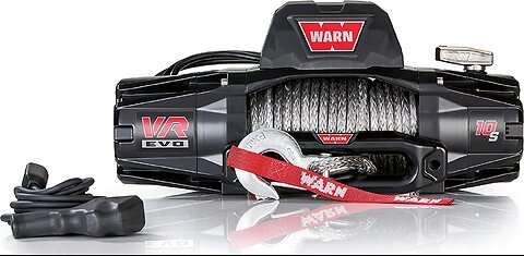 WARN 103253 VR EVO 10-S Electric 12V DC Winch with Synthetic Rope: 38" Diameter x 90' Length,...