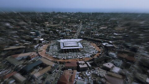Aerial view of the modern Takoradi market