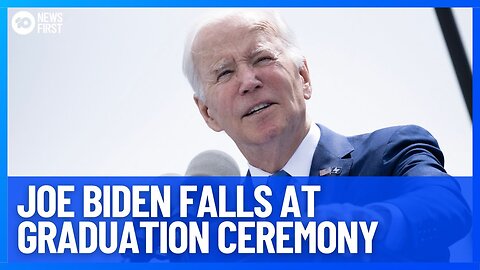 U.S. President Joe Biden falls on stage during commencement ceremony