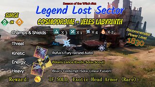 Destiny 2 Legend Lost Sector: Cosmodrome - Veles Labyrinth on my Arc Warlock 9-11-23