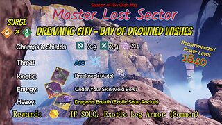 Destiny 2 Master Lost Sector: Dreaming City - Bay of Drowned Wishes on my Stasis Warlock 5-23-24