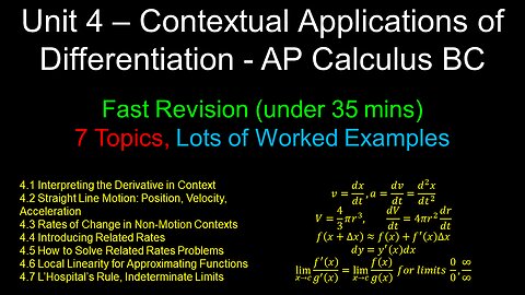 Contextual Applications of Differentiation, Revision, Worked Examples - Unit 4 - AP Calculus BC