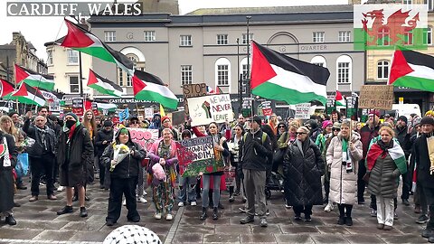 International Women’s Day by standing in solidarity with women in Gaza, Cardiff Castle