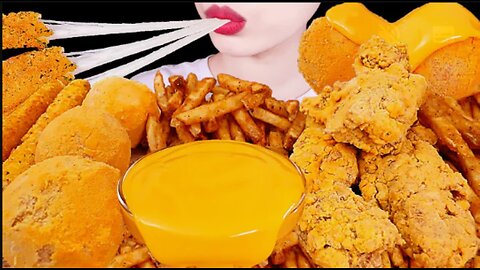 KFC CHICKEN, CHEESE BALL, CHEESE STICKS, FRIES, CHEESE SAUCE｜ASMR MUKBANG｜KFC치킨 치즈볼 치즈스틱 감자튀김 치즈소스먹방