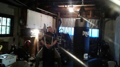 Old School Weighted Isometric Horse Stance Bear Hugging 120 lb Heavy Bag.