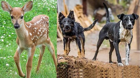Wild Dogs hunt and attack Baby spotted deer in Indian forest land wildlife park recorded on camera