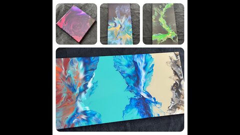 Resin results! 4 amazing pieces of art #forsale now 🥳 #krystalresin #yycart #shoplocal #abstractart