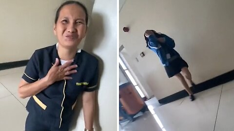 Student accidentally scares the maintenance lady instead his friends