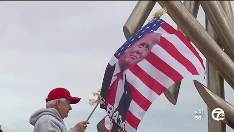 Dozens gather in Warren to protest charges against former President Donald Trump