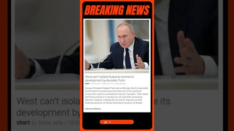 Breaking News: West can't isolate Russia & reverse its development by decades: Putin #shorts #news