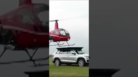 Helicopter Landing on a Car #shorts