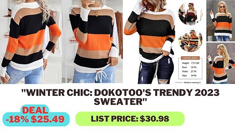 "Dokotoo Women's Striped Winter Pullover Sweater - Trendy 2023 Drawstring Design"