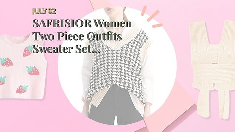 SAFRISIOR Women Two Piece Outfits Sweater Set Sleeveless Sweater Vest Pullover Knit Top And Hig...
